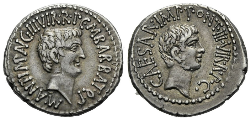 M. Antonius and Octavian with M. Barbatius Pollio, Denarius mint moving with M. ...