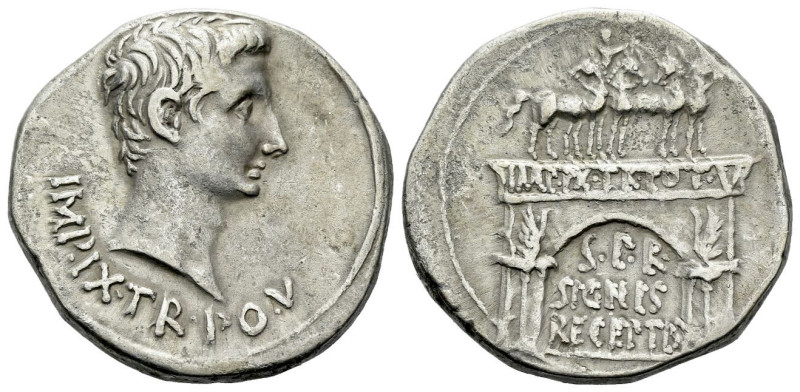 Octavian as Augustus, 27 BC – 14 AD Cistophoric tetradrachm Pergamum circa 19-18...