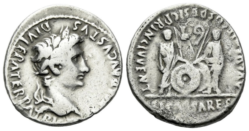 Octavian as Augustus, 27 BC – 14 AD Denarius Lugdunum circa 2 BC - 4 AD, AR 18.0...