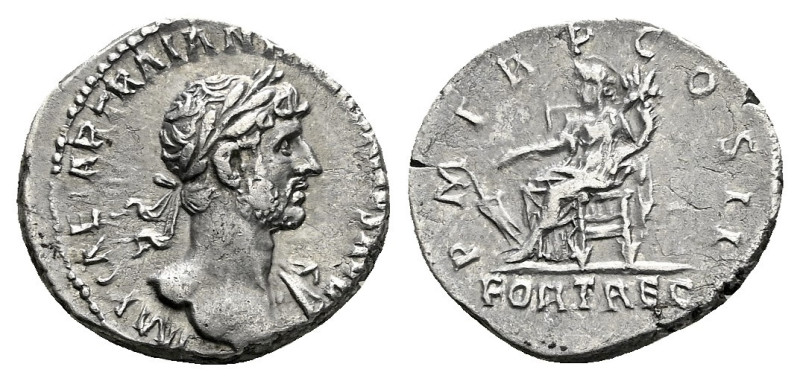 Hadrian, 117-138 Denarius Rome 118, AR 19.00 mm., 3.43 g.
Laureate bust r., wit...