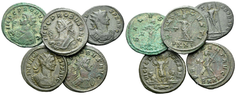 Probus, 276-282 Large lot of 5 Antoniniani circa 276-282, billon 20.00 mm., 19.1...