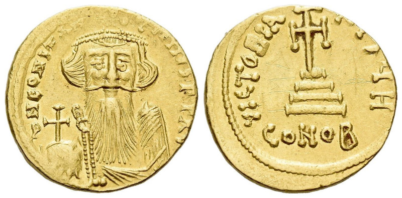 Constans II, 641-668 Solidus Constantinople circa 651-654, AV 19.00 mm., 4.41 g....