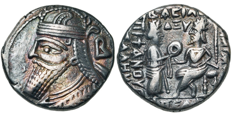 ROYAUME PARTHE, Vologases IV (147-191), bill. tétradrachme, 152, Séleucie. D/ B....