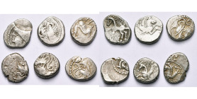 GAULE NARBONNAISE, Allobroges, lot de 6 drachmes: type au profil stylisé épigraphique, R/ Cheval galopant à g., épée au-dessus et VOL en dessous, DT 3...