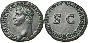 GERMANICUS (†19), père de Caligula, AE as, 40-41, Rome. D/ GERMANICVS· CAESAR· TI· AVG·F· DIVI· AVG·N T. nue à g. R/ C· CAESAR· DIVI· AVG· PRON· AVG· ...