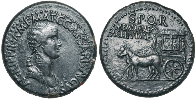 AGRIPPINE l'Ancienne (†33), femme de Germanicus, mère de Caligula, AE sesterce, ...