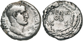 GALBA (68-69), AR denier, 68-69, Rome. D/ IMP SER GALBA AVG T. nue à d. R/ SPQR/ OB/ C S dans une couronne de chêne. BMC 314, 34; RIC 167. 2,58 g. Fou...