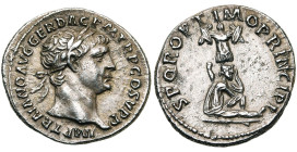 TRAJAN (98-117), AR denier, 103-111, Rome. D/ IMP TRAIANO AVG GER DAC PM TR P COS V PP T. l. à d. R/ SPQR OPTIMO PRINCIPI La Dacie assise à même le so...