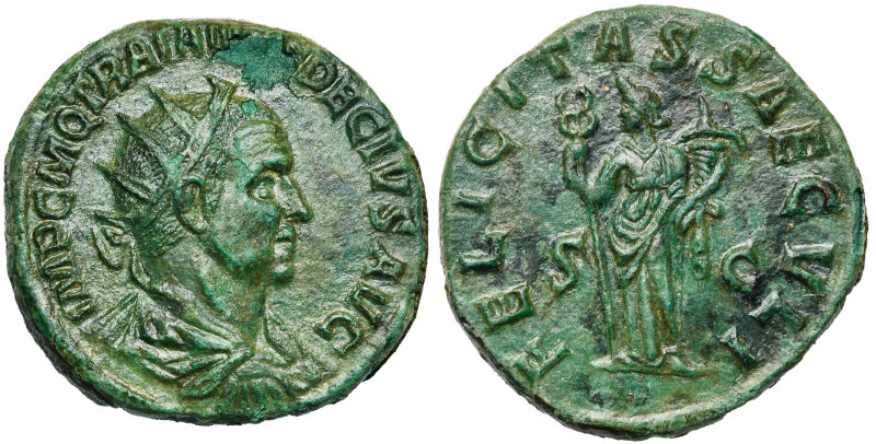 TRAJAN DECE (249-251), AE double sesterce, 249-251, Rome. D/ IMP C M Q TRAIANVS ...