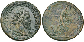 POSTUME (259-268), AE double sesterce, 261, atelier II. D/ IMP C M CASS (A retourné) LAT POSTVMVS P P AVG B. r., dr., cuir. à d. R/ VICTORIA AVGG Vict...