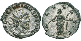 VICTORIN (268-270), bill. antoninien, 269-270, Trèves. D/ IMP C VICTORINVS P F AVG B. r., cuir. à d. R/ SALVS AVG Salus deb. à d., nourrissant un serp...