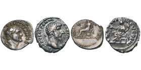 lot de 2 deniers: Vespasien, 69-70, R/ Pax assise; Lucius Verus, 168, R/ Aequitas assise (patine foncée).

Très Beau (Very Fine)