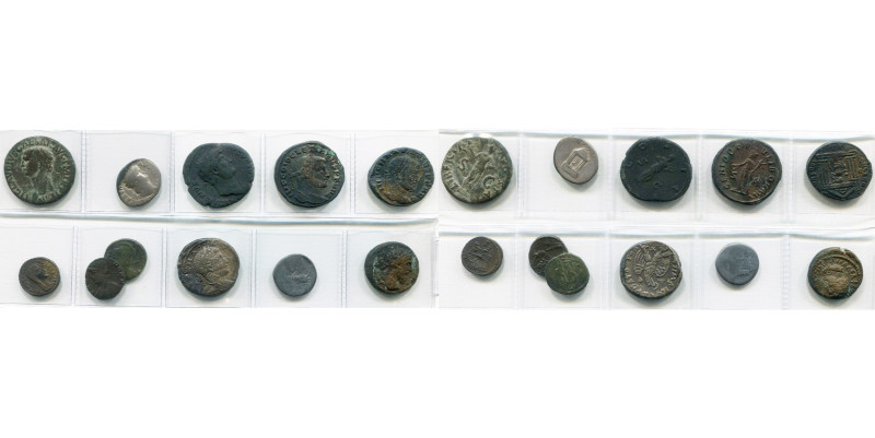lot de 11 p., dont: Claude, as, R/ Libertas; Néron, denier, R/ Temple; Hadrien, ...