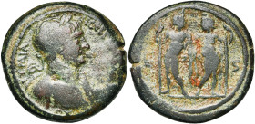 EGYPTE, ALEXANDRIE, Trajan (98-117), drachme, 112-113. D/ T. l. à d., l'épaule g. dr. R/ Les Dioscures deb. de f., se regardant, ten. chacun une lance...