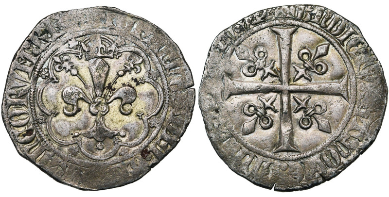 FRANCE, Royaume, Jean II le Bon (1350-1364), billon gros à la fleur de lis, 1e é...