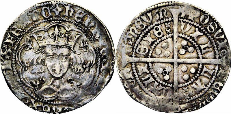 GRANDE-BRETAGNE, Henri VI, 1er règne (1422-1461), AR groat, 1422-1427, Calais. A...