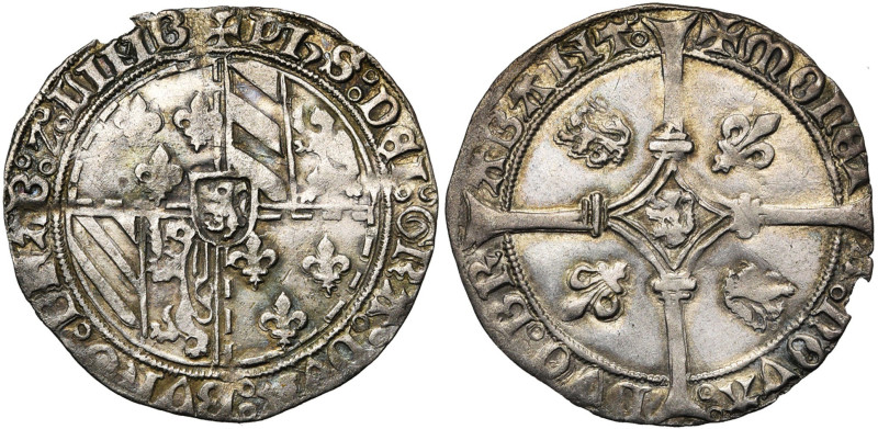 BRABANT, Duché, Philippe le Bon (1430-1467), AR double gros vierlander, 1434-143...