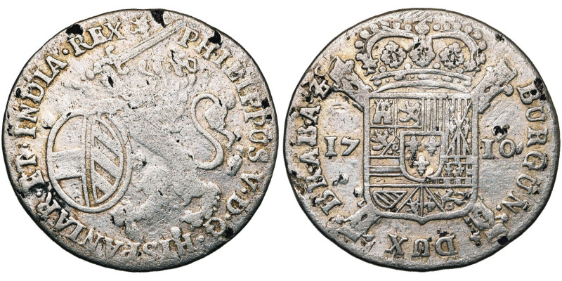 NAMUR, Comté, Philippe V (1700-1711), AR escalin, 1710. Au titre de duc de Braba...