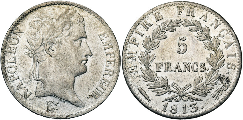 FRANCE, Napoléon Ier (1804-1814), AR 5 francs, 1813, Utrecht. Gad. 584; Sch. 166...