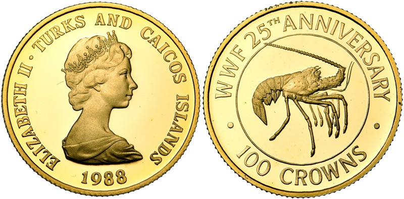 ILES TURKS ET CAICOS, Elisabeth II (1952-2022), AV 100 couronnes, 1988. 25e anni...