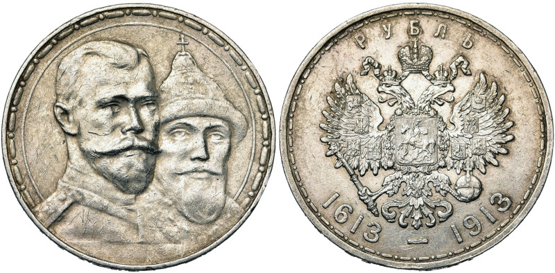 RUSSIE, Nicolas II (1894-1917), AR rouble, 1913 BC, Saint-Pétersbourg. Tricenten...