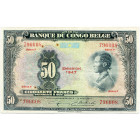CONGO, Banque du Congo belge, 50 francs, 1947. Série F. Pick 16e; Martiny, Congo, BCB27-3. Petites taches. Traces de plis.

presque Très Beau (about...