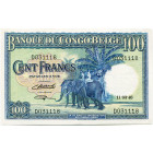 CONGO, Banque du Congo belge, 100 francs, 11.03.46. Série D. Pick 17c; Martiny, Congo, BCB28-2. Légères traces de plis.

Très Beau (Very Fine)