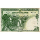 CONGO, Banque centrale du Congo belge et du Ruanda-Urundi, 20 francs, 15.04.54. Série L. Pick 26; Martiny, Congo, BCCBRU6-2. Petites taches.

Très B...