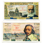 FRANCE, lot de 2 billets: 5 et 10 nouveaux francs, type surchargé, s.d. Pick 137, 138. Trous d'épingle.

Superbe (Extremely Fine)