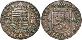 PAYS-BAS MERIDIONAUX, Cu jeton, 1649, Bruxelles. Philippe d'Arenberg, prince de Chimay, gouverneur de Namur (1649-1654). D/ Ecu couronné de Namur, ent...