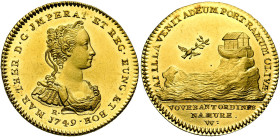 PAYS-BAS MERIDIONAUX, AV jeton, 1749, J. Roettiers et N.-J. Wodon. Etats de Namur - Commémoration de la Paix d'Aix-la-Chapelle. D/ MAR· THER· D· G· JM...