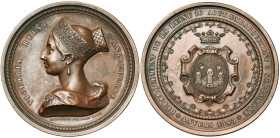 BELGIQUE, AE médaille, 1845, Hart. Séjour de la reine Victoria à Anvers. D/ B. à g. R/ Armes de la ville. Tourneur 691. 72 mm.

presque Superbe (abo...