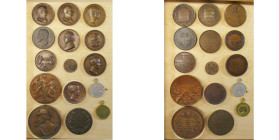 BELGIQUE, lot de 15 médailles, dont: 1830, Veyrat, Décoration des journées de septembre (AE doré et étain, sans ruban); 1848, Hart, Réforme parlementa...