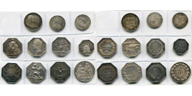 FRANCE, lot de 11 jetons en argent: 1744, Corneille, Fontenelle et Poussin; 1758 et 1768, Etats de Bretagne; an XI (1802), Chambre des notaires de l'a...