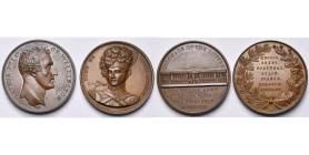 GRANDE-BRETAGNE, lot de 2 médailles de 1815: Dubois, Exploits des régiments écossais pendant les guerres contre Napoléon; Brenet, Entrée de l'armée an...