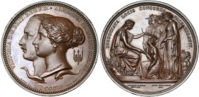 GRANDE-BRETAGNE, AE médaille, 1851, Wyon. Prix de la Grande Exposition de Londres. D/ T. accolées de Victoria et Albert à g. R/ Britannia assise à d.,...