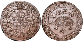 PAYS-BAS SEPTENTRIONAUX, Cu jeton, 1596, Utrecht. Etats d'Utrecht - Levée de nouveaux impôts pour soutenir l'effort de guerre. D/ Ecu heaumé des Etats...
