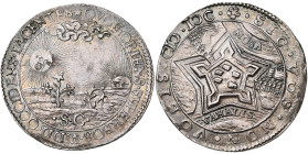 PAYS-BAS SEPTENTRIONAUX, AR jeton, 1600, Dordrecht. Prise du fort de Saint-André. D/ A g., un tournesol dressé sous le soleil levant. A d., un autre t...