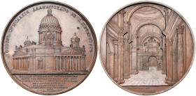 RUSSIE, AE médaille, 1858, J. Wiener. Consécration de la cathédrale Saint-Isaac de Saint-Pétersbourg. D/ Vue extérieure. R/ Vue intérieure. Van Hoydon...