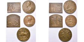 lot de 5 médailles et plaquettes: Belgique, Devreese, 1910, Exposition universelle de Bruxelles; 1913, Exposition universelle et internationale de Gan...