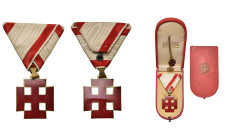 AUTRICHE, Ordre du Mérite de la République, insigne de chevalier de 1e classe, 1922-1938, avec sa miniature. Ecrin Rotle & Neffe à Vienne.