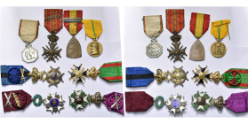 BELGIQUE, lot de 8 décorations: officier de l’Ordre de Léopold (modèle militaire unilingue en vermeil avec glaives croisés sur le ruban), officier de ...