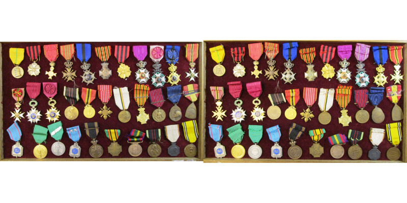 BELGIQUE, lot de 6 Ordres (officier et chevalier des Ordres de Léopold, de la Co...