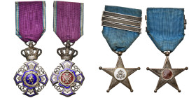 CONGO BELGE, lot de 2 décorations: chevalier de l’Ordre royal du Lion (modèle unilingue en argent) et étoile de service du type Albert Ier, 1910 (en v...
