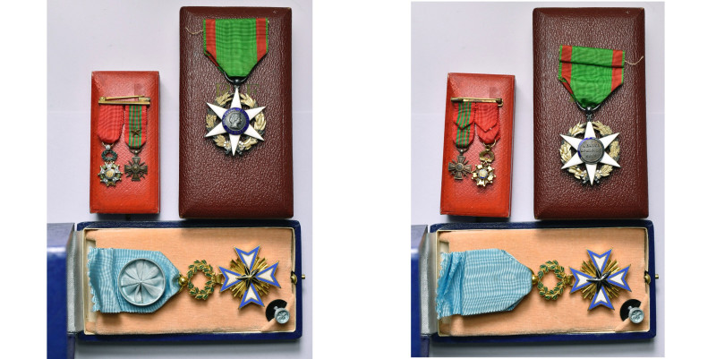 FRANCE, lot de 4 décorations: officier de l’Etoile noire du Bénin (métal doré, é...