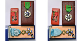 FRANCE, lot de 4 décorations: officier de l’Etoile noire du Bénin (métal doré, écrin d’Arthus Bertrand); chevalier du Mérite agricole (vermeil, écrin ...