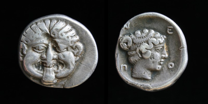 MACEDON, Neapolis, late 5th to early 4th c. BCE., AR Hemidrachm. 1.85g, 14mm.
Ob...
