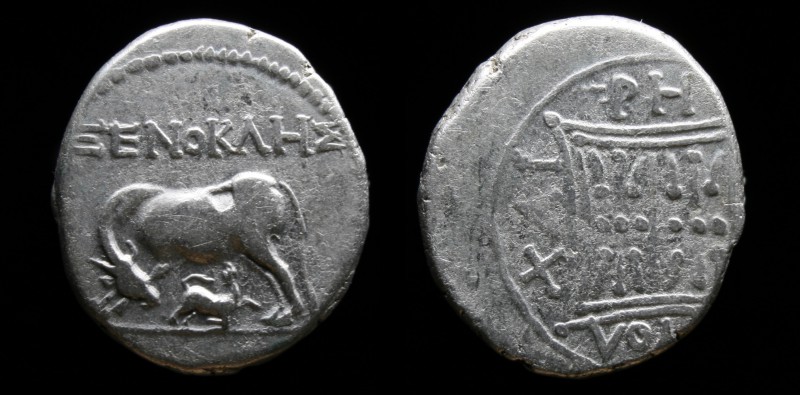 ILLYRIA, Apollonia, Zenokles and Chaienos, magistrates c. 250-200 B.C, AR drachm...