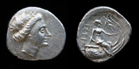 EUBOEA, Histiaia, 3rd to 2nd c. BCE, AR Tetrobol. 2.49g, 16.5mm.
Obv: Head of Maenad/Histiaia wearing vine-wreath. 
Rev: IΣTIAI / EΩN, Nymph Histiaia ...