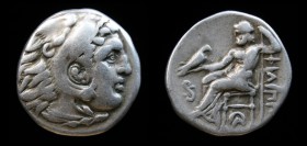 KINGS of MACEDON: Philip III Arrhidaios (323-317 BCE), AR Drachm. Lampsakos, 4.19g, 17.5mm. 
Obv: Head of Herakles right, wearing lion’s skin headdres...
